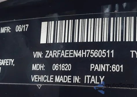 2017 Alfa Romeo Giulia Ti Awd from USA, damaged, VIN ZARFAEEN4H7560511
